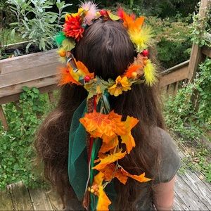 SOLDHandmade Flower Leaf Fall Crown Headband Tiara